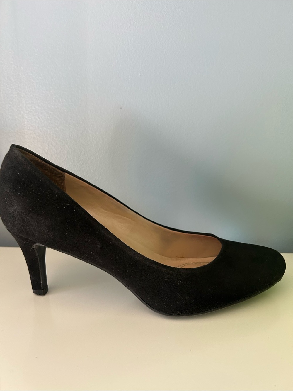 Classic Black Suede Heel Pumps - Women